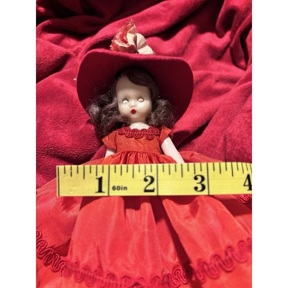 Nancy Ann Storybook Dolls Lady In Red Valentine Day 1940 Mohair Hair 7 inch